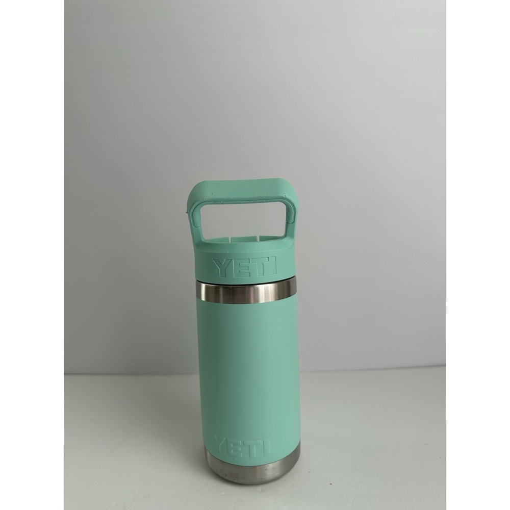 YETI Rambler Jr Kids Water Bottle 12 oz Teal Aqua Stainless Steel Straw Lid